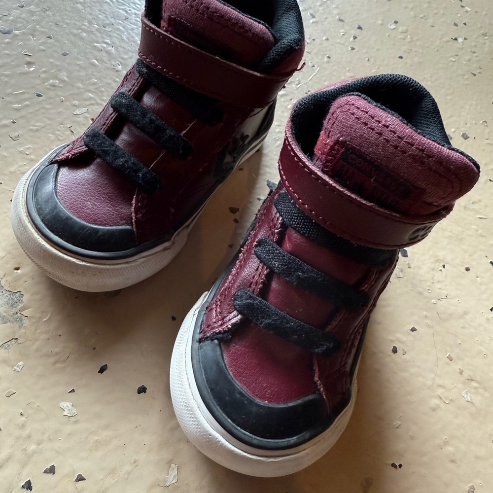 Converse Kids' Burgundy and Black High-Top Sneakers